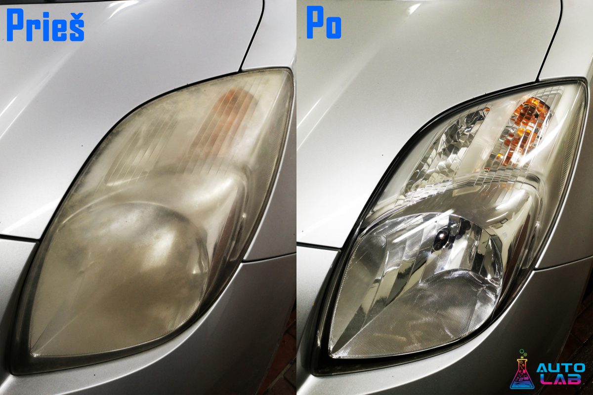 AutoLAB žibinto skaidrumo atkūrimas prieš ir po poliravimo