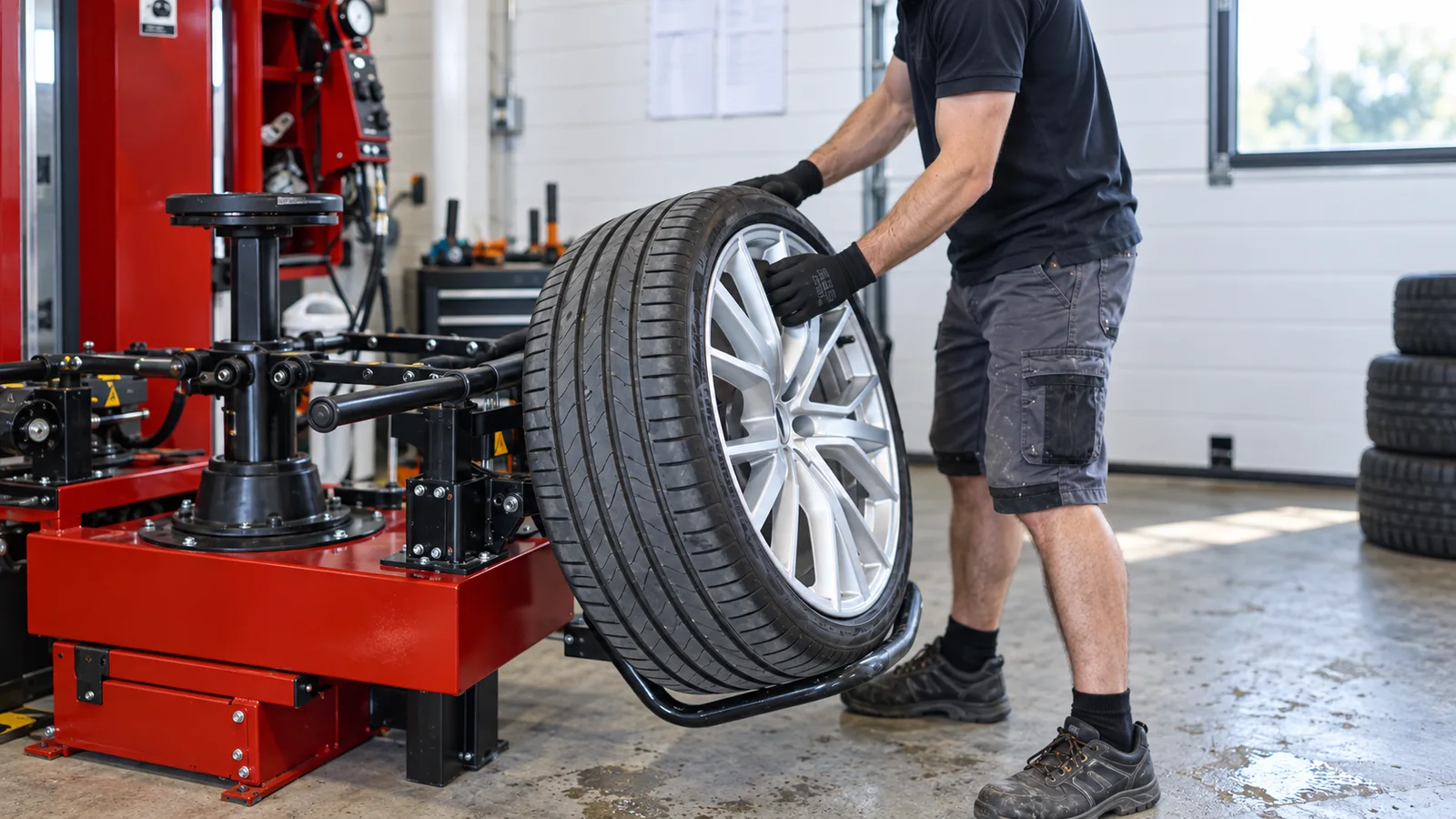 Padangos ir ratlankio paruošimas montavimo staklėse